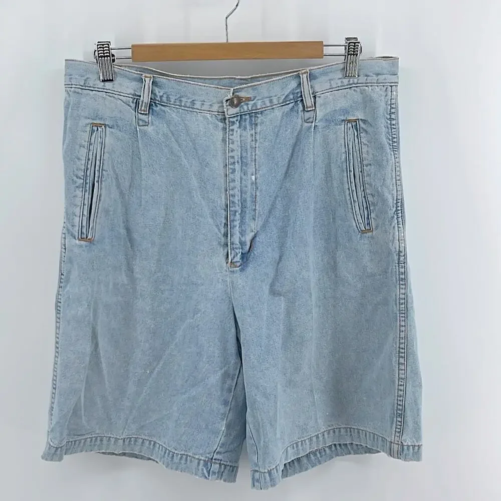 Vintage Jordache hi rise wide leg long inseam denim jean mom shorts sz 16